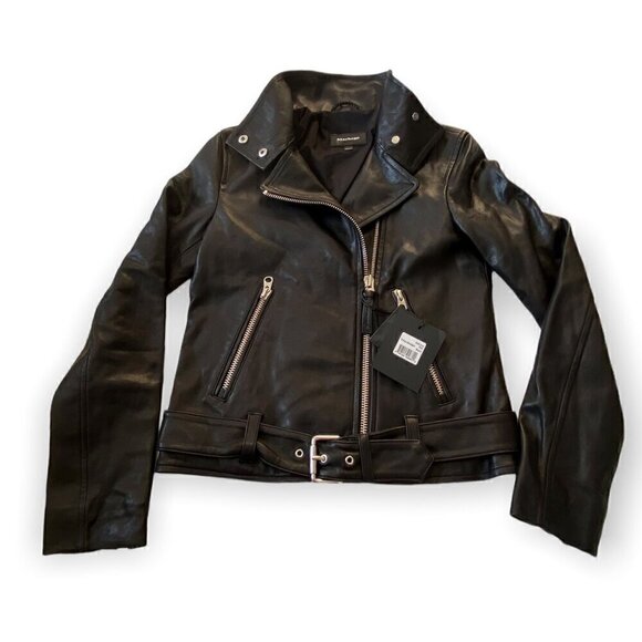 Mackage Miela-N Belted Leather Moto Jacket, NWT, Size XXS - Picture 5 of 16